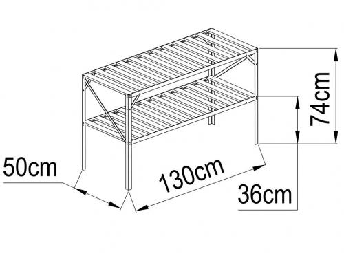półka aluminiowa LANITPLAST 130x50 cm dwie półki srebrna GSB2