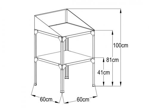 półka stalowa LANITPLAST 60x60x41/81 cm dwie półki srebrna GSE3