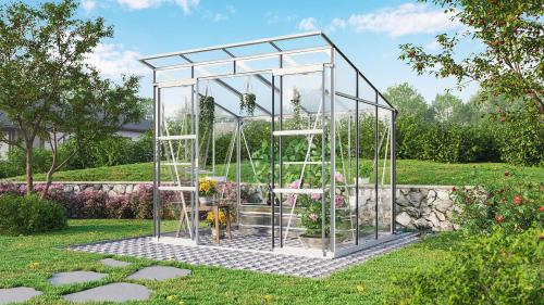 szklarnia VITAVIA PLAYA 5900 szkło 3 mm + PC 6 mm srebrna